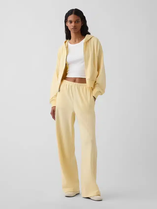 Loszittende joggingbroek met middelhoge taille van Vintagesoft-frottee