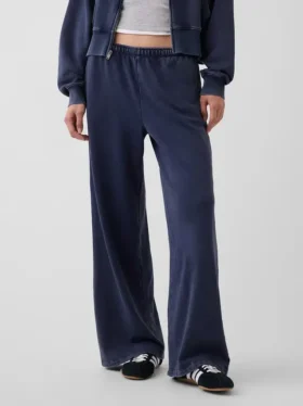 Loszittende joggingbroek met middelhoge taille van Vintagesoft-frottee
