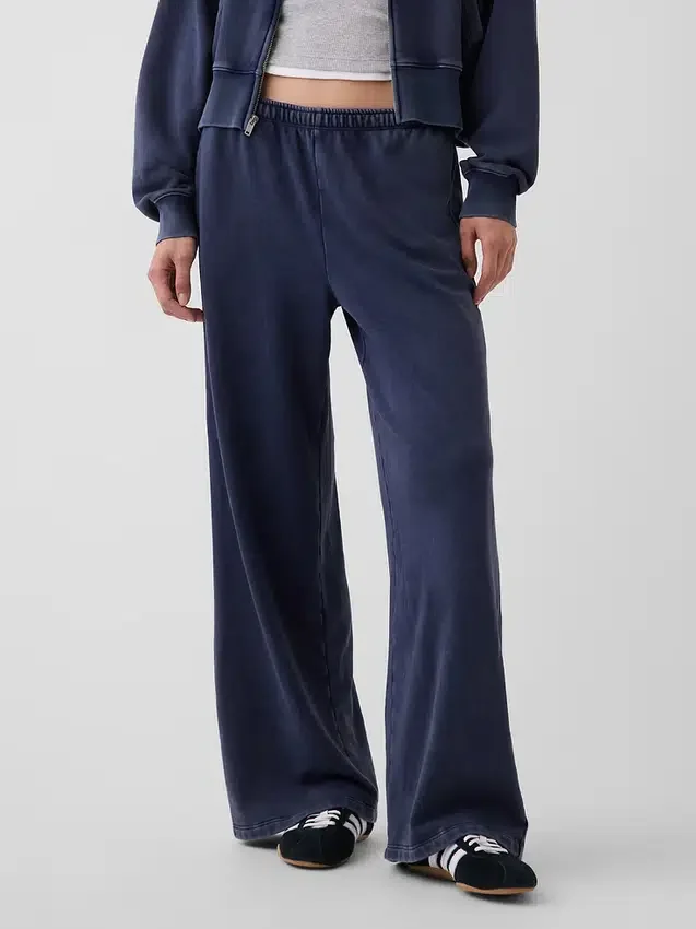 Loszittende joggingbroek met middelhoge taille van Vintagesoft-frottee