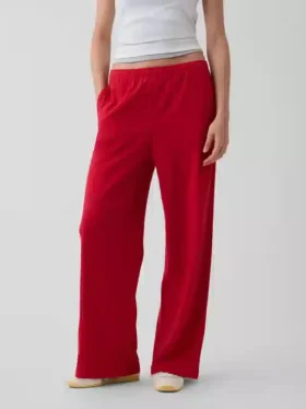 Loszittende joggingbroek met middelhoge taille van Vintagesoft-frottee