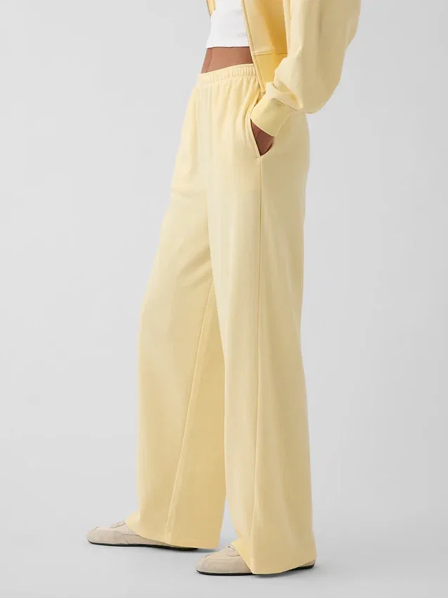 Loszittende joggingbroek met middelhoge taille van Vintagesoft-frottee