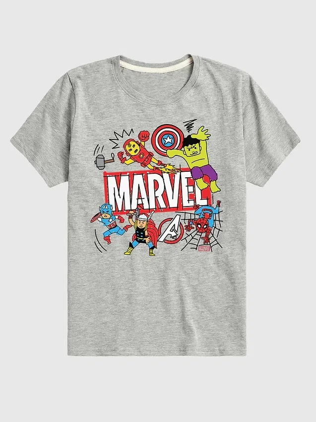 Marvel Avengers-T-shirt met korte mouwen en doodle-print voor peuters