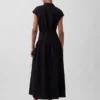 Maxi-shirtjurk van popeline met verlaagde taille
