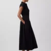 Maxi-shirtjurk van popeline met verlaagde taille