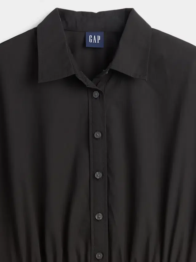 Maxi-shirtjurk van popeline met verlaagde taille