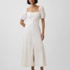 Maxijurk met empire-taille van linnenmix