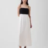 Maxijurk met empire-taille van linnenmix