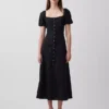 Maxijurk met empire-taille van linnenmix