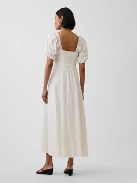 Maxijurk met empire-taille van linnenmix