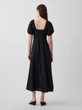 Maxijurk met empire-taille van linnenmix
