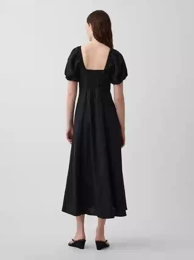 Maxijurk met empire-taille van linnenmix
