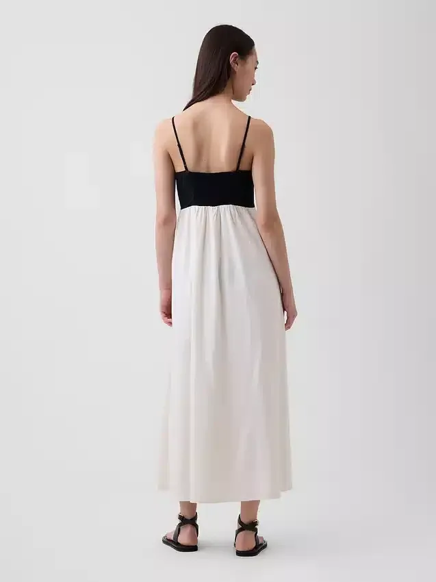 Maxijurk met empire-taille van linnenmix