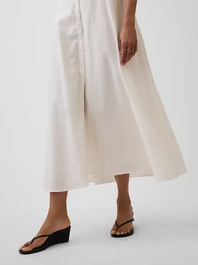Maxijurk met empire-taille van linnenmix