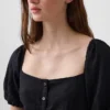 Maxijurk met empire-taille van linnenmix