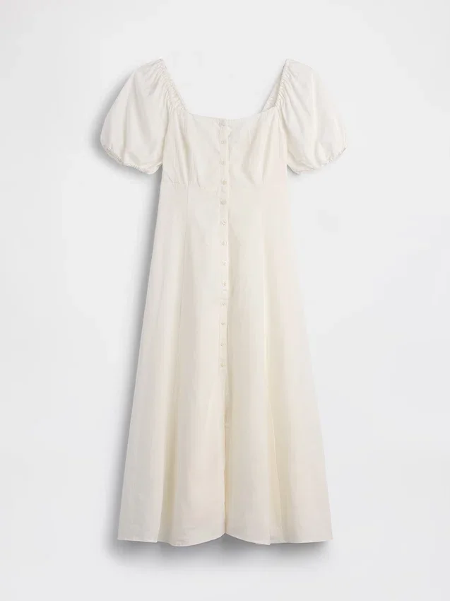 Maxijurk met empire-taille van linnenmix