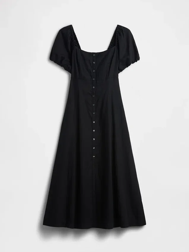 Maxijurk met empire-taille van linnenmix
