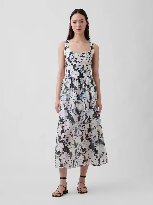 Maxijurk met naad en lage taille