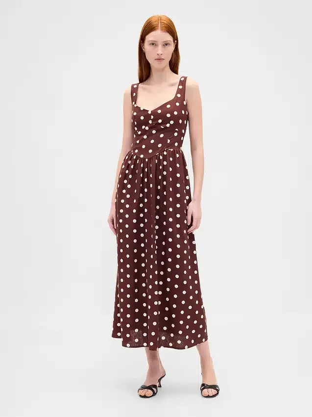 Maxijurk met naad en lage taille