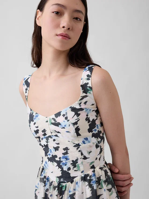 Maxijurk met naad en lage taille