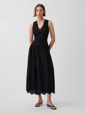 Maxijurk met oogjes en lage taille