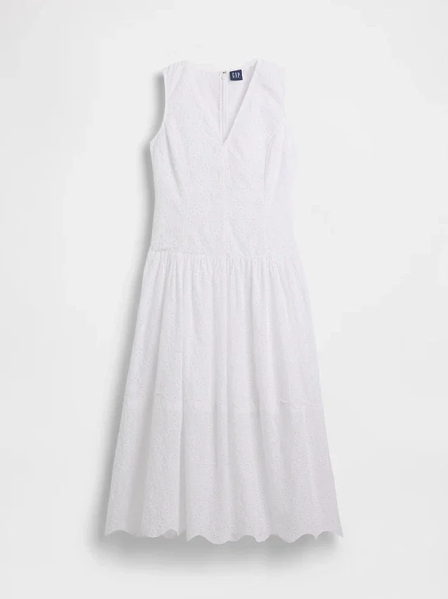 Maxijurk met oogjes en lage taille