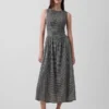 Maxijurk met smockwerk en verlaagde taille in gingham