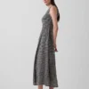 Maxijurk met smockwerk en verlaagde taille in gingham