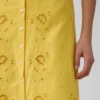 Maxijurk met spaghettibandjes van een linnenmix met borduursels