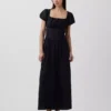 Maxijurk met verlaagde taille van linnenmix
