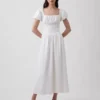 Maxijurk met verlaagde taille van linnenmix