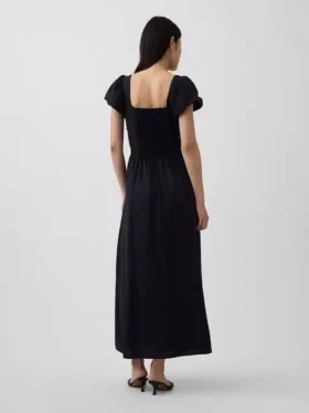 Maxijurk met verlaagde taille van linnenmix