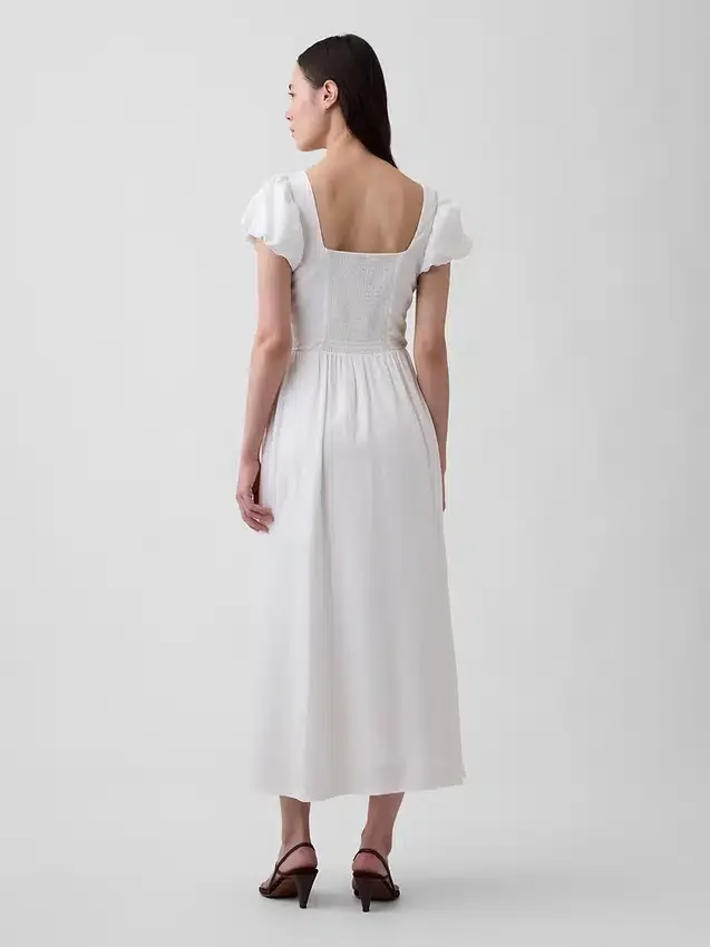 Maxijurk met verlaagde taille van linnenmix