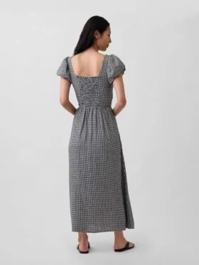Maxijurk met verlaagde taille van linnenmix