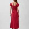 Maxijurk met verlaagde taille van linnenmix