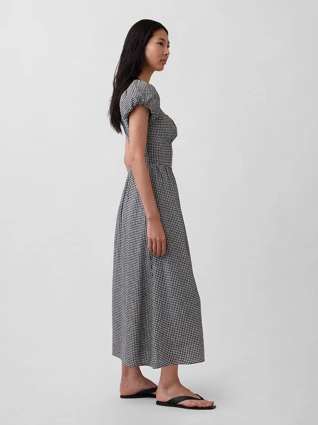 Maxijurk met verlaagde taille van linnenmix