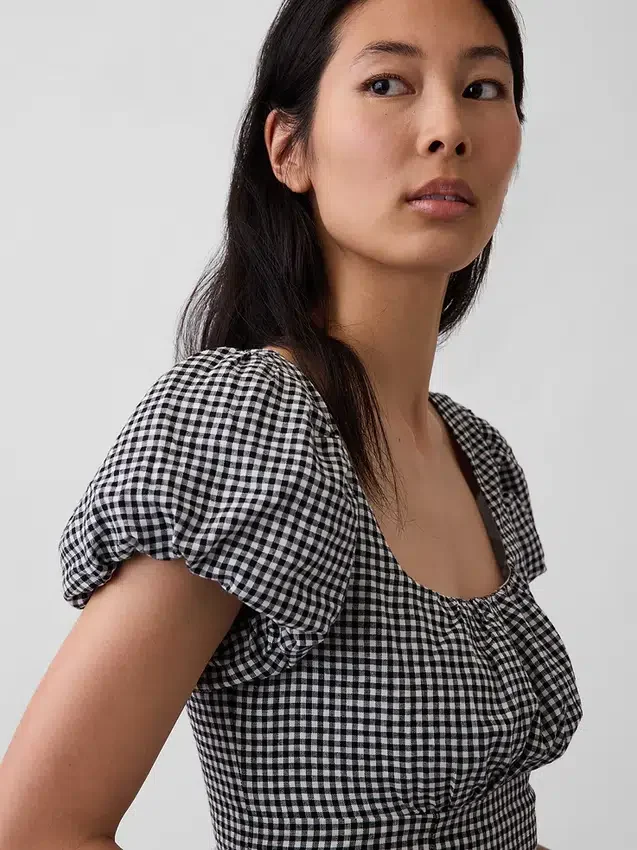 Maxijurk met verlaagde taille van linnenmix