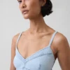 Maxijurk van denim met naad in corsetstijl