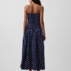 Maxijurk van popeline met lage taille
