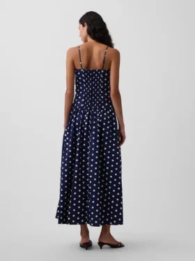 Maxijurk van popeline met lage taille