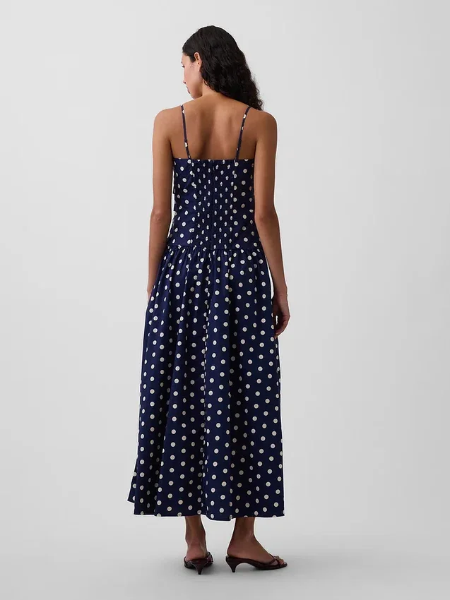 Maxijurk van popeline met lage taille