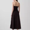 Maxijurk van popeline met lage taille