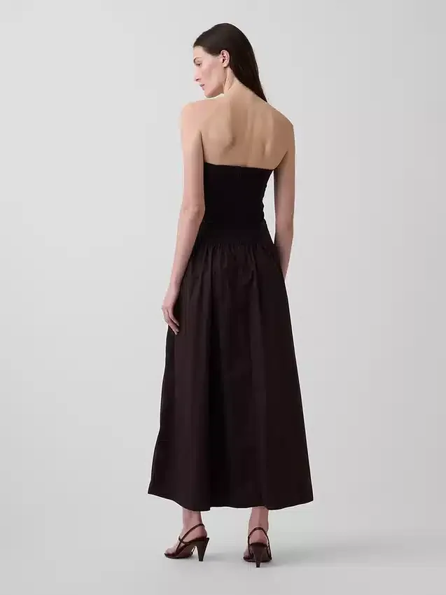 Maxijurk van popeline met lage taille