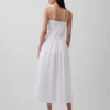 Maxijurk van popeline met lage taille