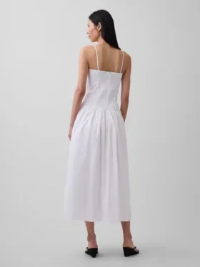 Maxijurk van popeline met lage taille