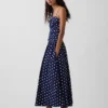 Maxijurk van popeline met lage taille
