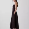 Maxijurk van popeline met lage taille