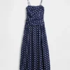 Maxijurk van popeline met lage taille