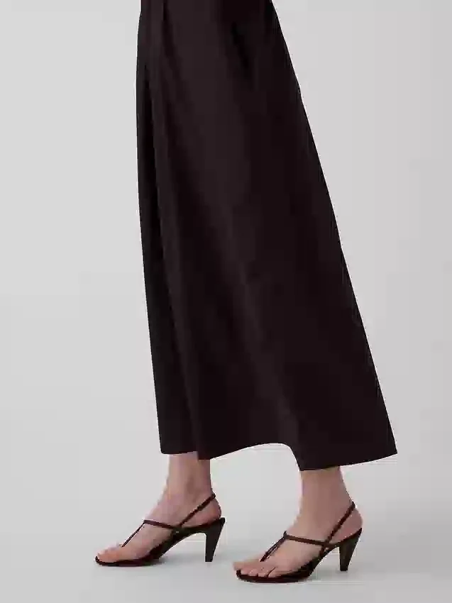Maxijurk van popeline met lage taille