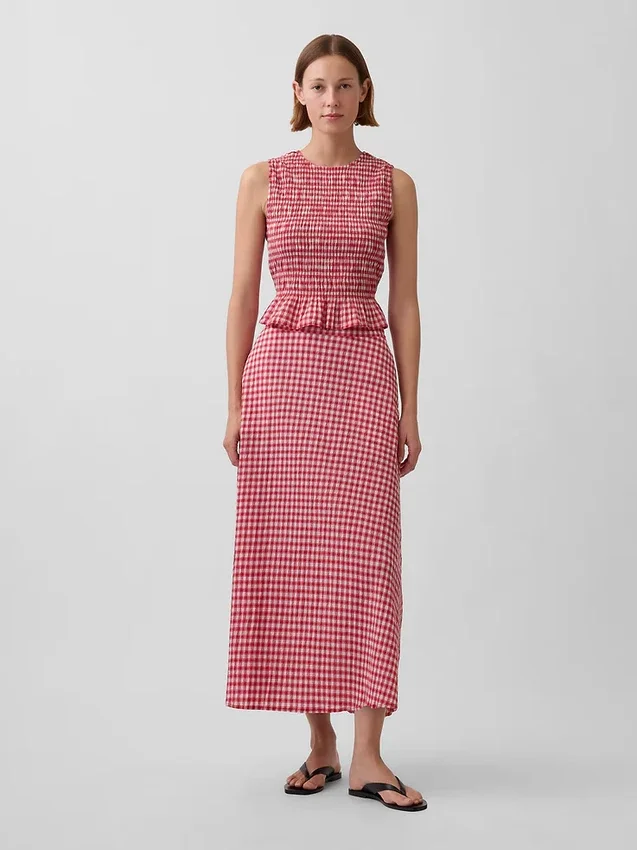 Maxirok met gingham-print