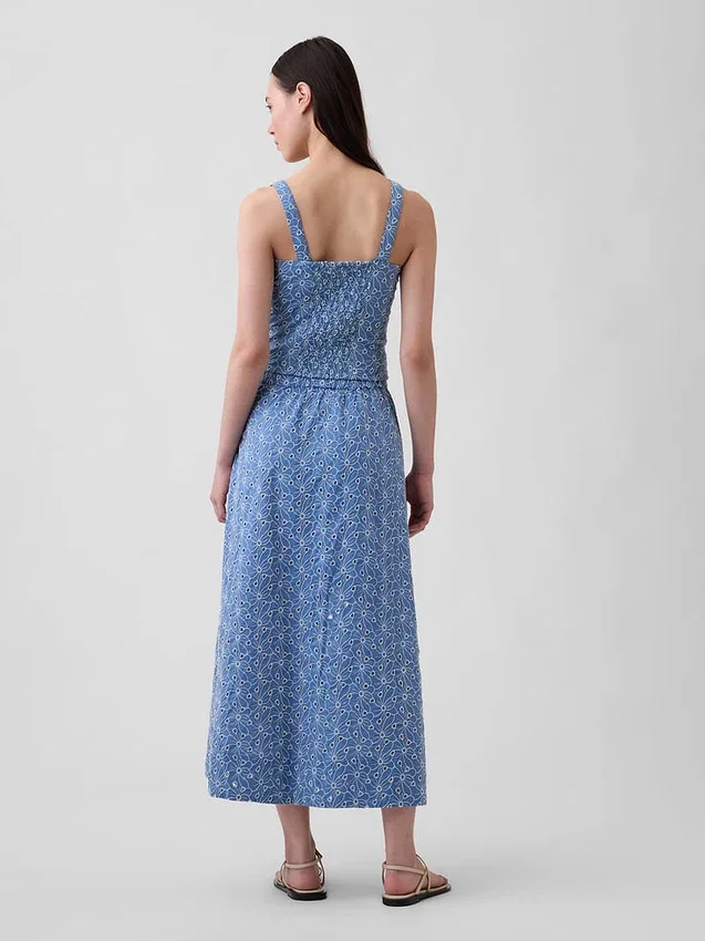 Maxirok met hoge taille en oogjes